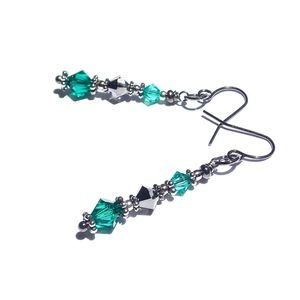Gypsy Gothic May Birthstone Emerald night Earrings